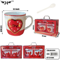 MUG GIFT SET - 2 MUGS 4 DESIGNS 24PC/CS