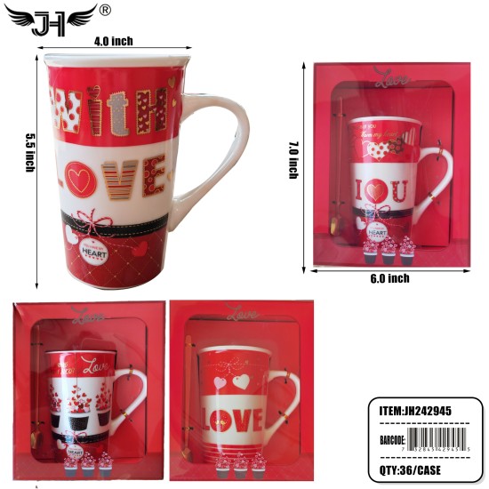 MUG GIFT SET - LOVE HEART 4 DESIGNS 36PC/CS