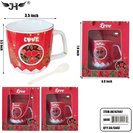 MUG GIFT SET - LOVE HEART 4 DESIGNS 36PC/CS