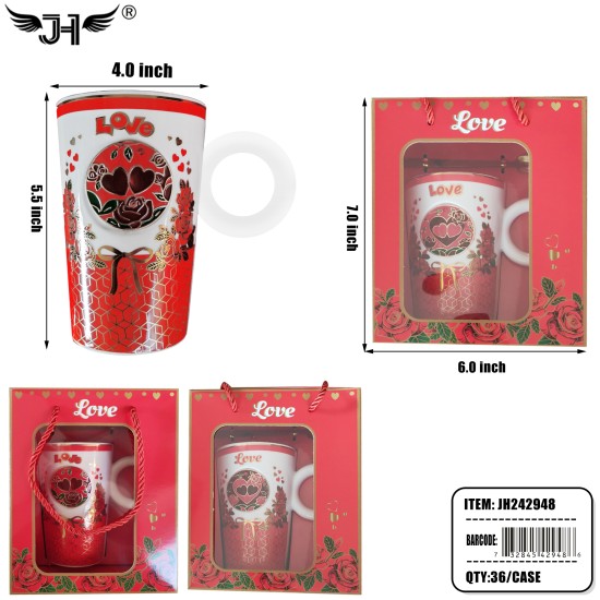 MUG GIFT SET - LOVE HEART 4 DESIGNS 36PC/CS