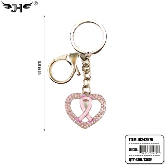 KEYCHAIN - BREAST CANCER PINK HEART 25DZ/CS