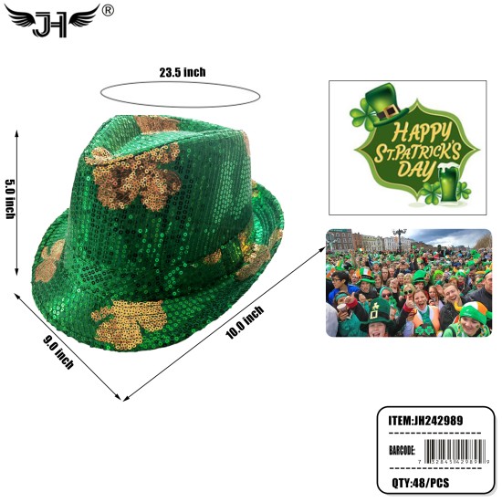 ST PATRICKS DAY- TOP HAT GREEN COLOR 4DZ/CS