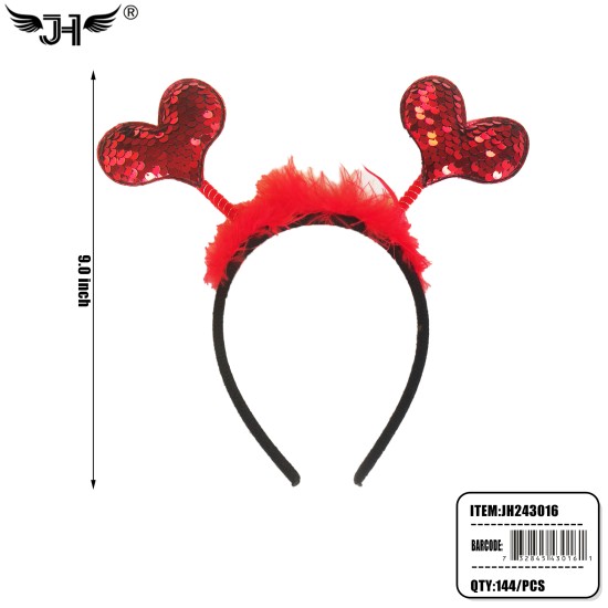 HEADBAND - VALENTINE HEART RED COLOR 12DZ/CS