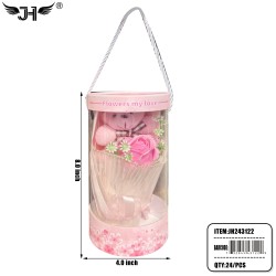 FLOWER GIFT SET - ROSES & BEAR (6PC) 4BX/CS