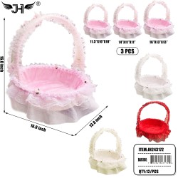 BASKET - 3PC SET BASKET ROUND 4 COLORS 12SET/CS