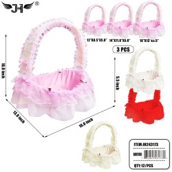 BASKET - 3PC SET BASKET ROUND 4 COLORS 12SET/CS