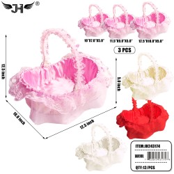 BASKET - 3PC SET BASKET ROUND 4 COLORS 12SET/CS