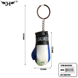 COUNTRY KEY CHAIN - EL SALVADOR BOXING GLOVE 25DZ/CS