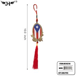 FLAG CAR MIRROR HANGING DECORATION - PUERTO RICO 25DZ/CS