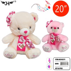 20 TEDDY BEAR WITH L&M PINK,BEIGE 2 COLOR 6PC/CS