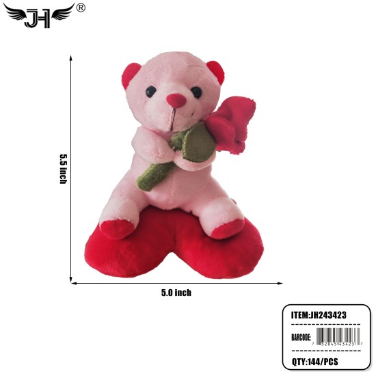 #1 TEDDY BEAR SIT ON HEART PINK COLOR 5.5