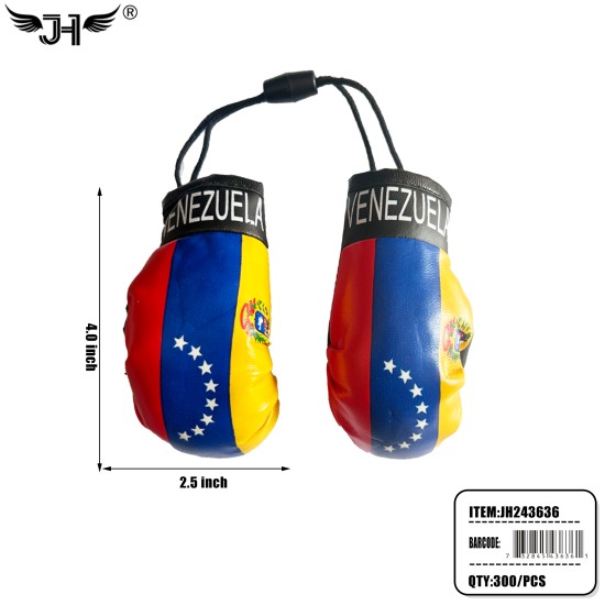 FLAG HANGING BOXING GLOVES - VENEZUELA (6PC) 50PK/CS