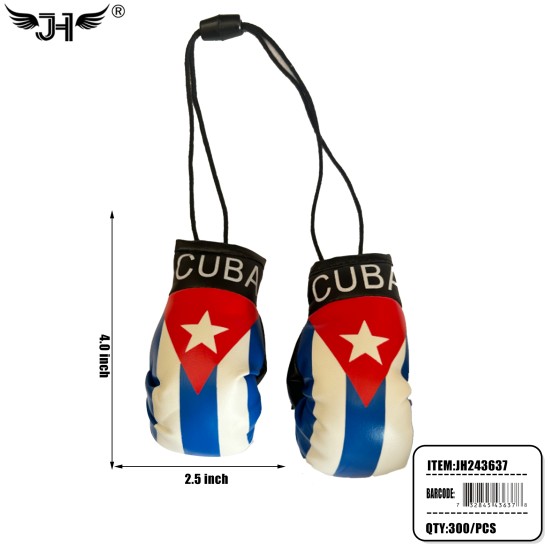 FLAG HANGING BOXING GLOVES - CUBA (6PC) 50PK/CS