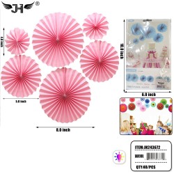 PARTY HANDING DECORATION - PAPER FAN PINK (6CT) 4DZ/CS