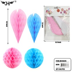 PARTY HANDING DECORATION - HONEYCOMB BALL (6CT) 4