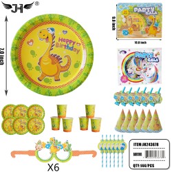 PLATE SET - DINOSAUR & UNICORN (36CT) 12SET/CS