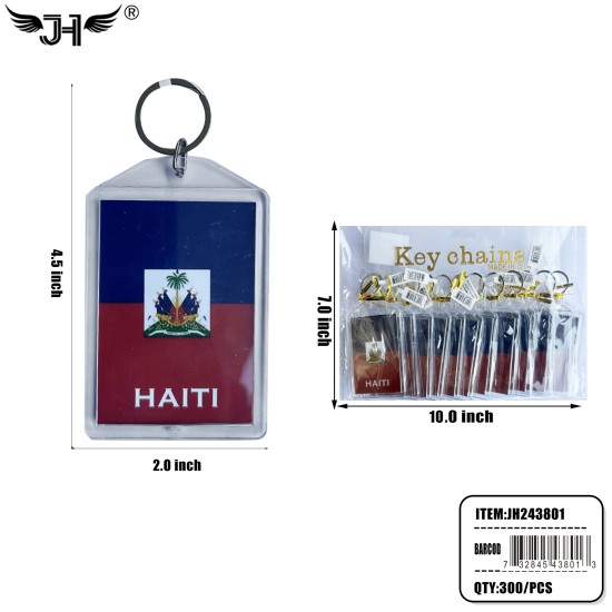 COUNTRY KEY CHAIN - HAITI PICTURE FRAME TAG 25DZ/CS