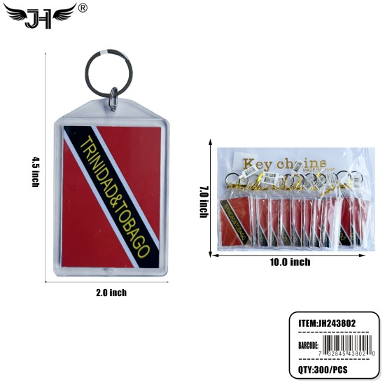 COUNTRY KEY CHAIN - TRINIDAD&TOBAGO PICTURE FRAME TAG 25DZ/CS