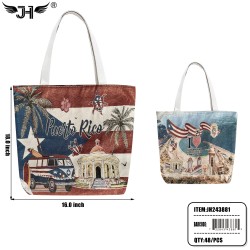 FLAG BEACH BAG - TOTE PUERTO RICO 2 COLOR MIX 4DZ/CS