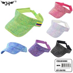 FLAG SUN VISOR HAT - COLOMBIA RHINESTONES 6 COLOR 10DZ/CS