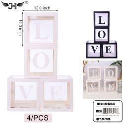 BALLOON BOX - LOVE DESIGN WHITE & BLACK 4CT (6SET) 4BG/CS