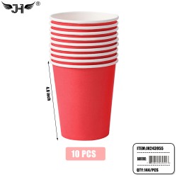 CUP - 10CT 9OZ PAPER RED (12PK) 12DZ/CS