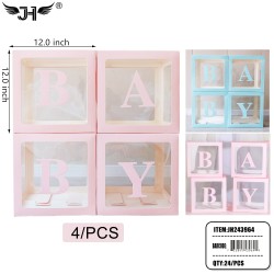 BALLOON BOX - BABY SHOWER BLUE & PINK 4CT (6SET) 4BG/CS