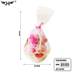 GIFT SET -  TEDDY BEAR & ROSE BASKET 24PC/CS