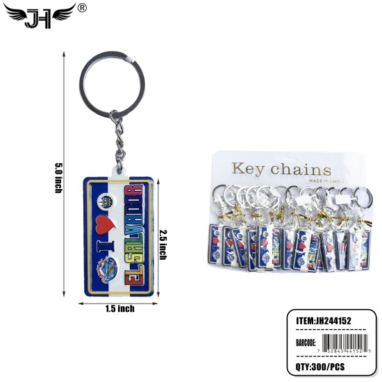 COUNTRY KEYCHAIN - I LOVE EL SALVADOR PLATE 25DZ/CS