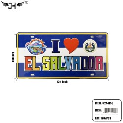 LICENSE PLATE CTRY - I LOVE SALVADOR 12x6 10DZ/CS