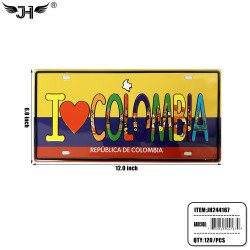 LICENSE MAGNET CTRY - I LOVE COLOMBIA 6x12 10DZ/CS