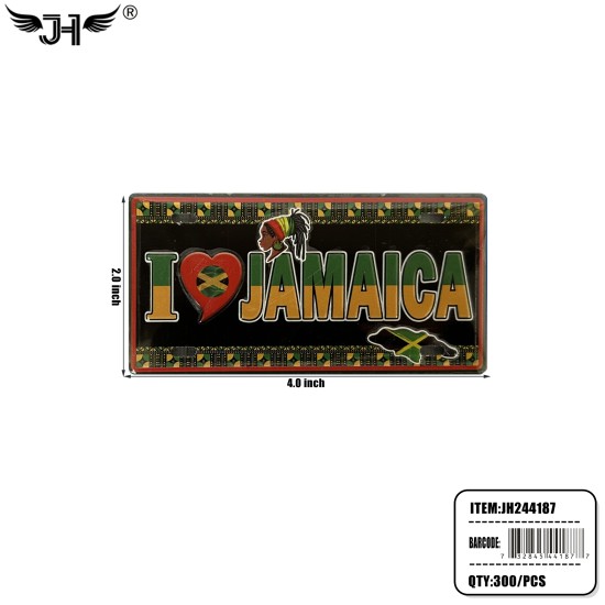 COUNTRY MAGNET - I LOVE JAMAICA PLATE 2x4 25DZ/CS