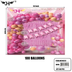 BIRTHDAY BALLOON SET - PINK 100PC SET 4DZ/CS