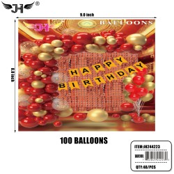 BIRTHDAY BALLOON SET - RED GOLD 100PC SET 4DZ/CS
