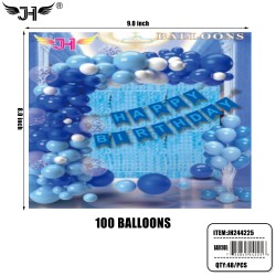 BIRTHDAY BALLOON SET - BLUE 100PC SET 4DZ/CS