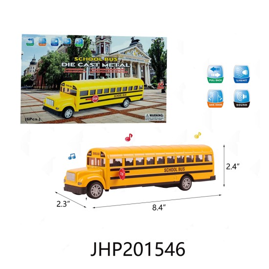 DIECAST - FRICTION METAL SCHOOL BUS W/L&M,(6PC) 6BX/12BX/CS