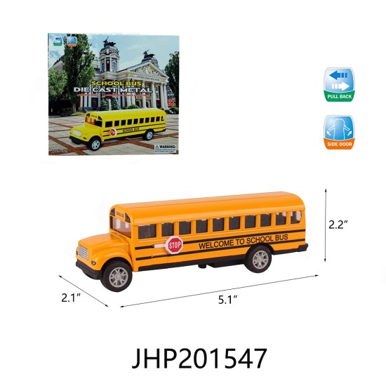 DIECAST - FRICTION METAL SCHOOL BUS 1:32 6DZ/2BX/12DZ/CS