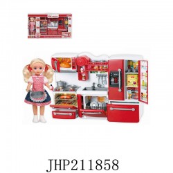 KITCHEN SET TOY WITH DOLL 6PC/CS