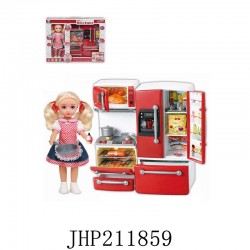 KITCHEN SET TOY WITH DOLL 8PC/CS