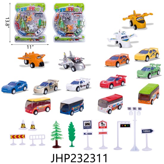 PULL BACK CITY CAR SET ON BLISTER CARD 18PC/2BX/36PC/CS