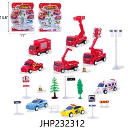 PULL BACK FIRE TRUCK SET ON BLISTER CARD 18PC/2BX/36PC/CS