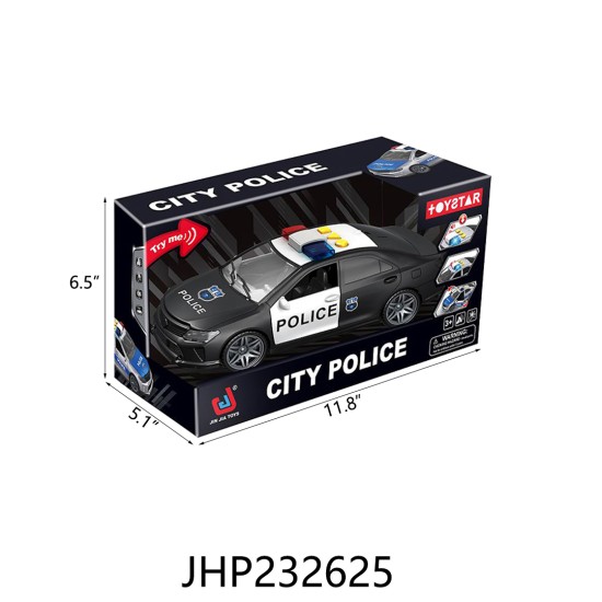 FRICTION CAR - POLICE CAR W/ LIGHT & MUSIC 6PC/2BX/12PC/CS