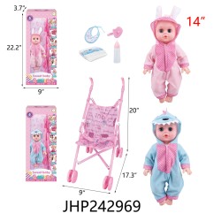 DOLL STROLLER - DOLL WITH STROLLER MIX COLOR 12PC/CS