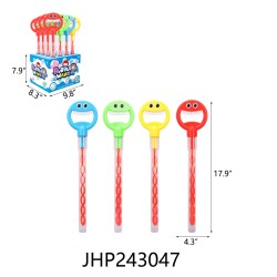 BUBBLE WAND - SMILE FACE 4 COLOR ASST (16PC) 4BX/CS