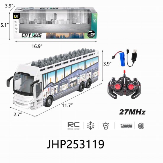 1:24 R/C BUS W/ BATTERY/USB CHARGER 12PC/2BX/24PC/CS