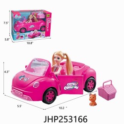 F/W CARTOON CAR W/DOLL ROSE PINK & PINK 6PC/2BX/12PC/CS