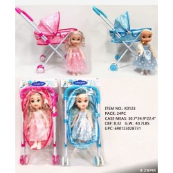 DOLL STROLLER PEGPACK W DOLL 2 COLOR MIX 24PC/CS