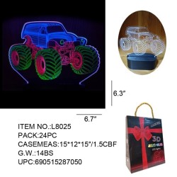 3D OPTICAL ILLUSION NIGHT LAMP - MONSTER TRUCK 24PC/CS