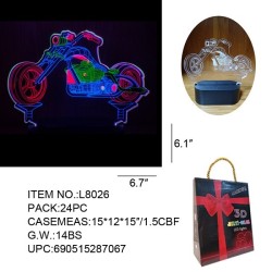 3D OPTICAL ILLUSION NIGHT LAMP - MOTORCYCLE 24PC/CS