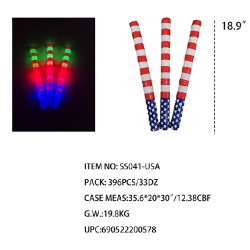 LIGHT UP WAND - FOAM STICK USA CHEERING 33DZ/CS